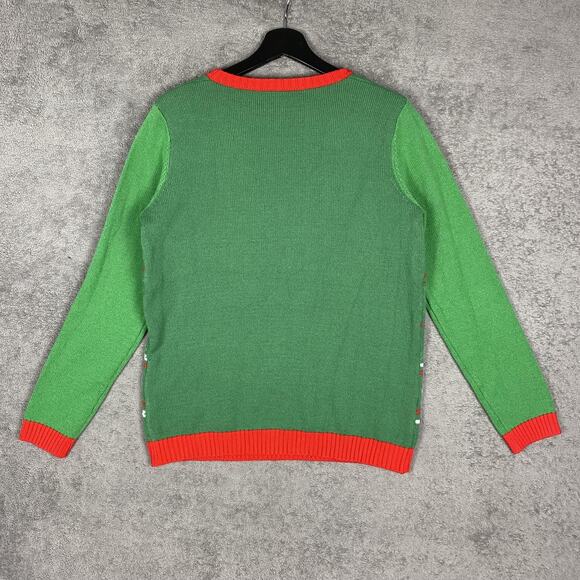 Norther Pole Sweater Mens Large Green Dachshund Through The Snow Ugly Christmas - Picture 6 of 13